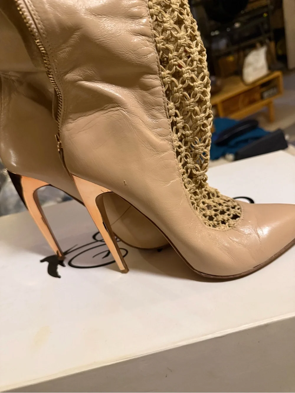Emily B Over-the-Knee Fishnet Stiletto Boots